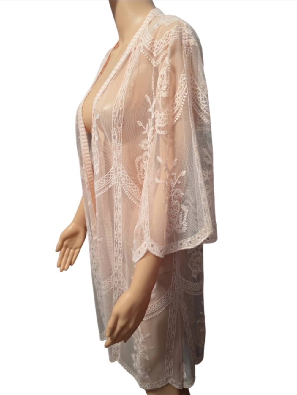 Miss Chievous All-Over Embroidered Lace Kimono Cottagecore Sz L/XL